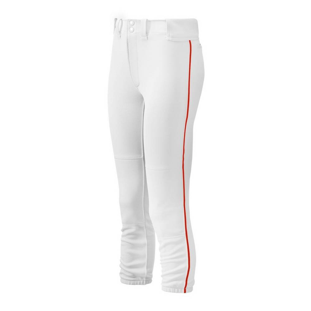 Pantalones Mizuno Belted Piped Mujer Blancas/Rojas Ofertas BQWE-56471